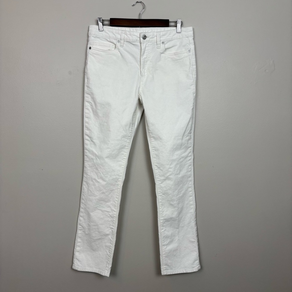Lands End Pants Womens 6 White Corduroy Straight Leg Mid Rise Preppy Coastal